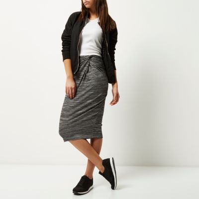 Grey twist knot pencil skirt